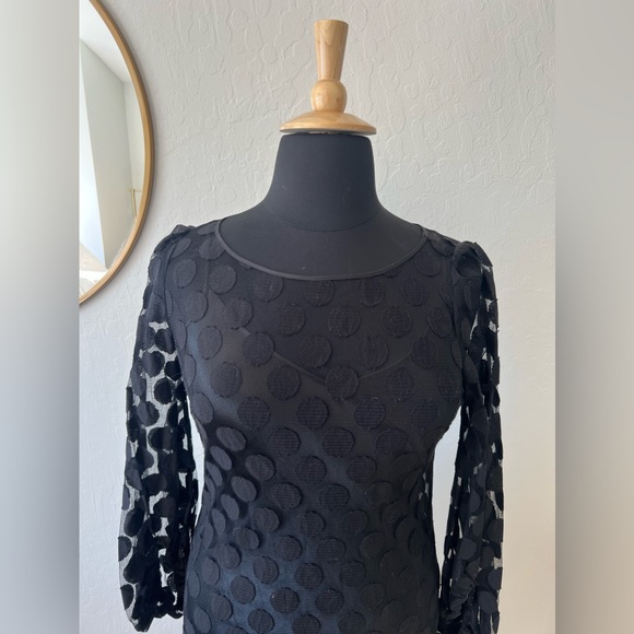 LAUNDRY by SHELLI SEGAL lace dot long sleeve sheer dress - Picture 2 of 4